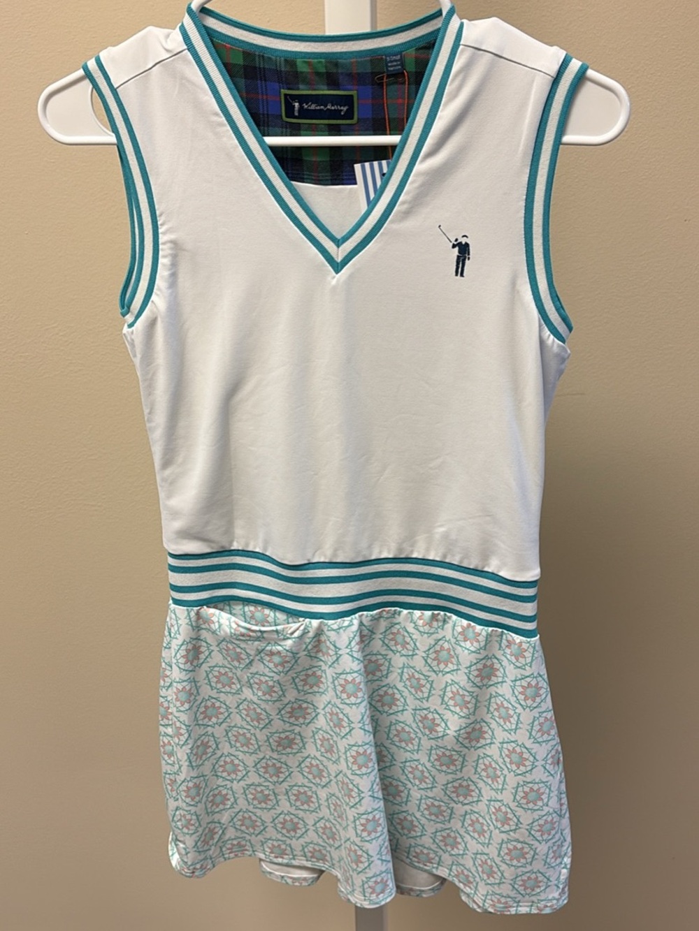 William Murray Golf White & Teal Girls' Sleeveless Golf Tank Dress